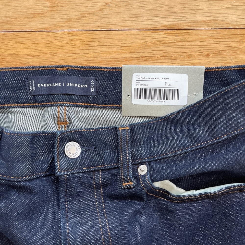 Everlane Men's Skinny 4-Way Stretch Organic Uniform Dark Blue Jeans - Picture 4 of 5